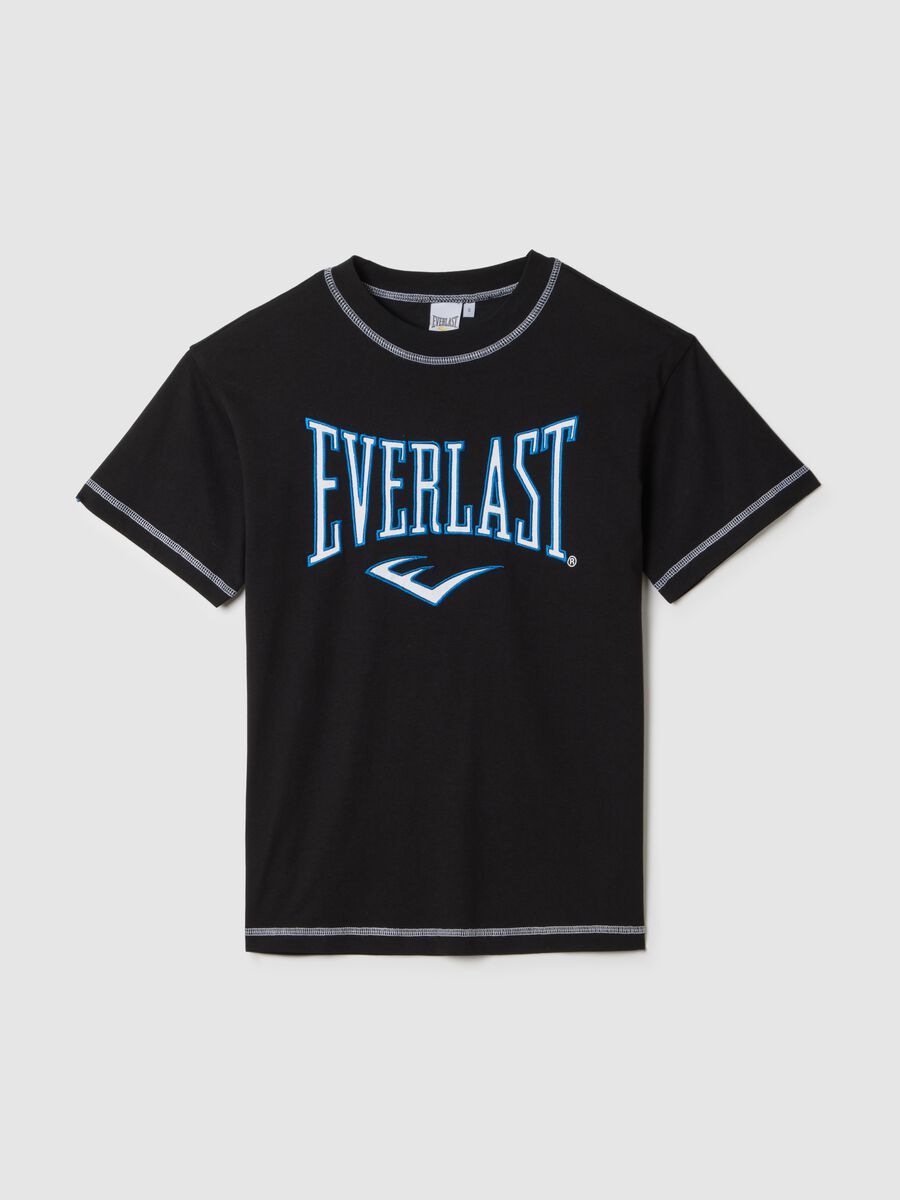 T-shirt nera a maniche corte in cotone Everlast _0