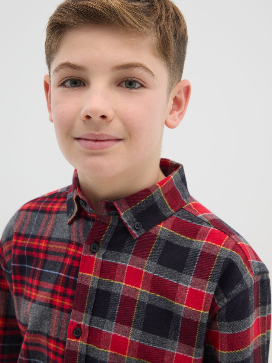 Camicia a quadri multicolor da ragazzo in puro cotone regular fit_3