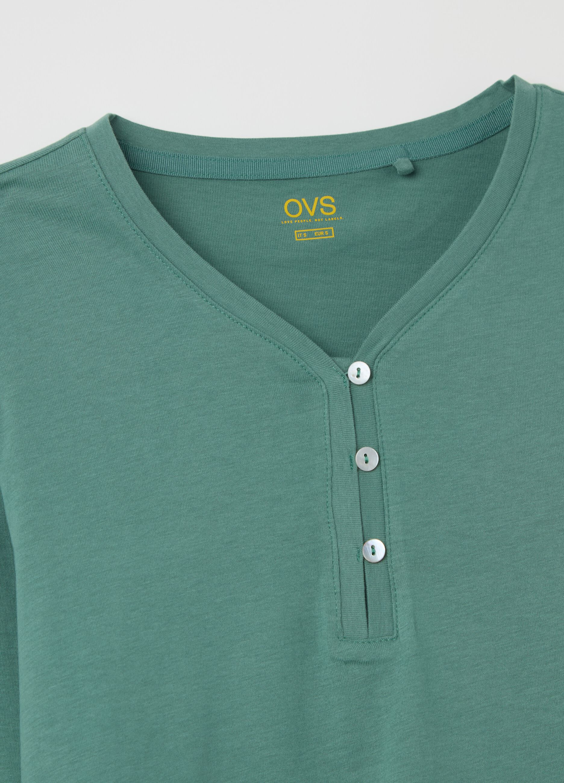 Cotton pyjama top with granddad neck