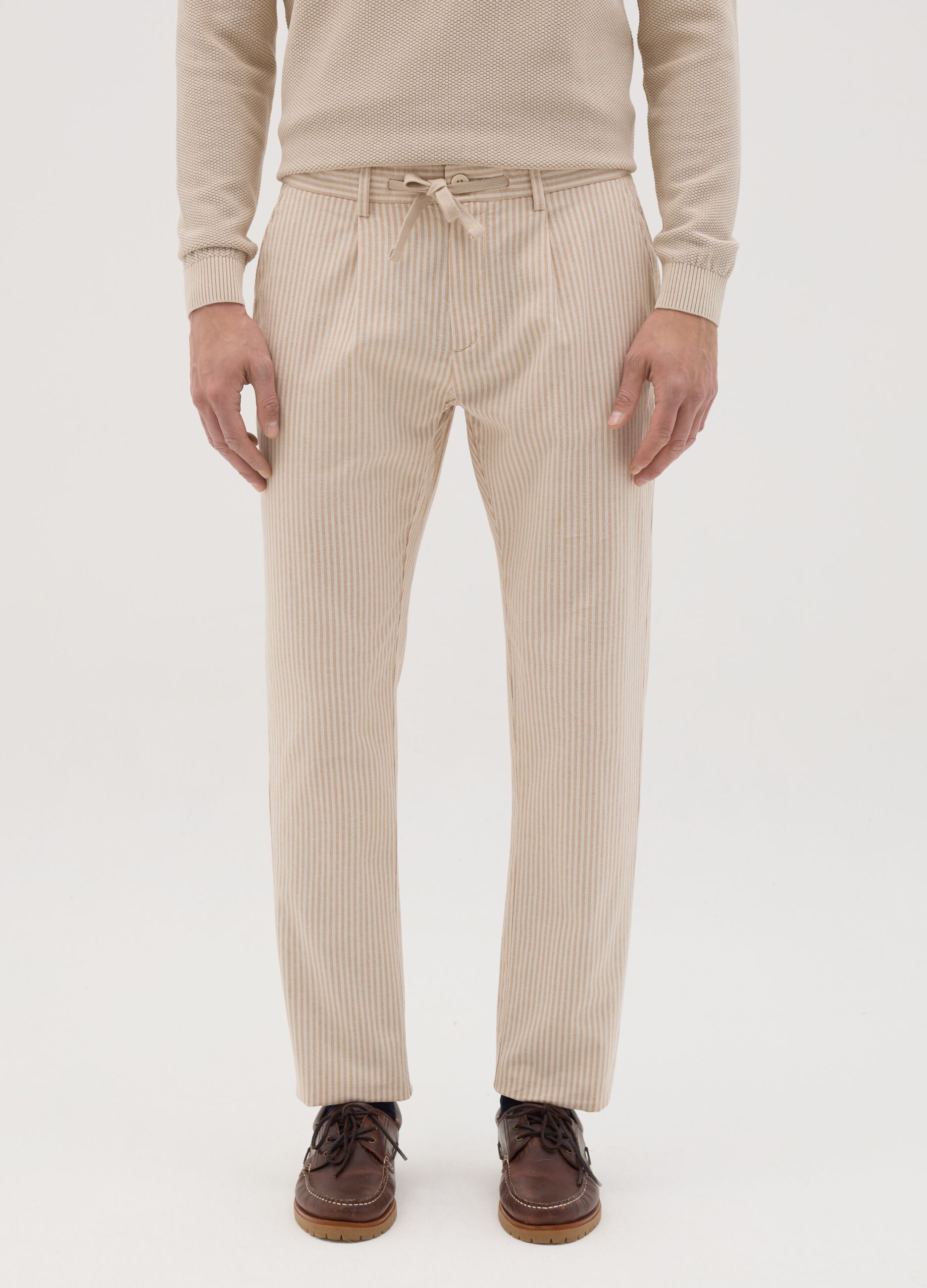 Pantaloni da uomo in cotone e lino multicolor slim fit