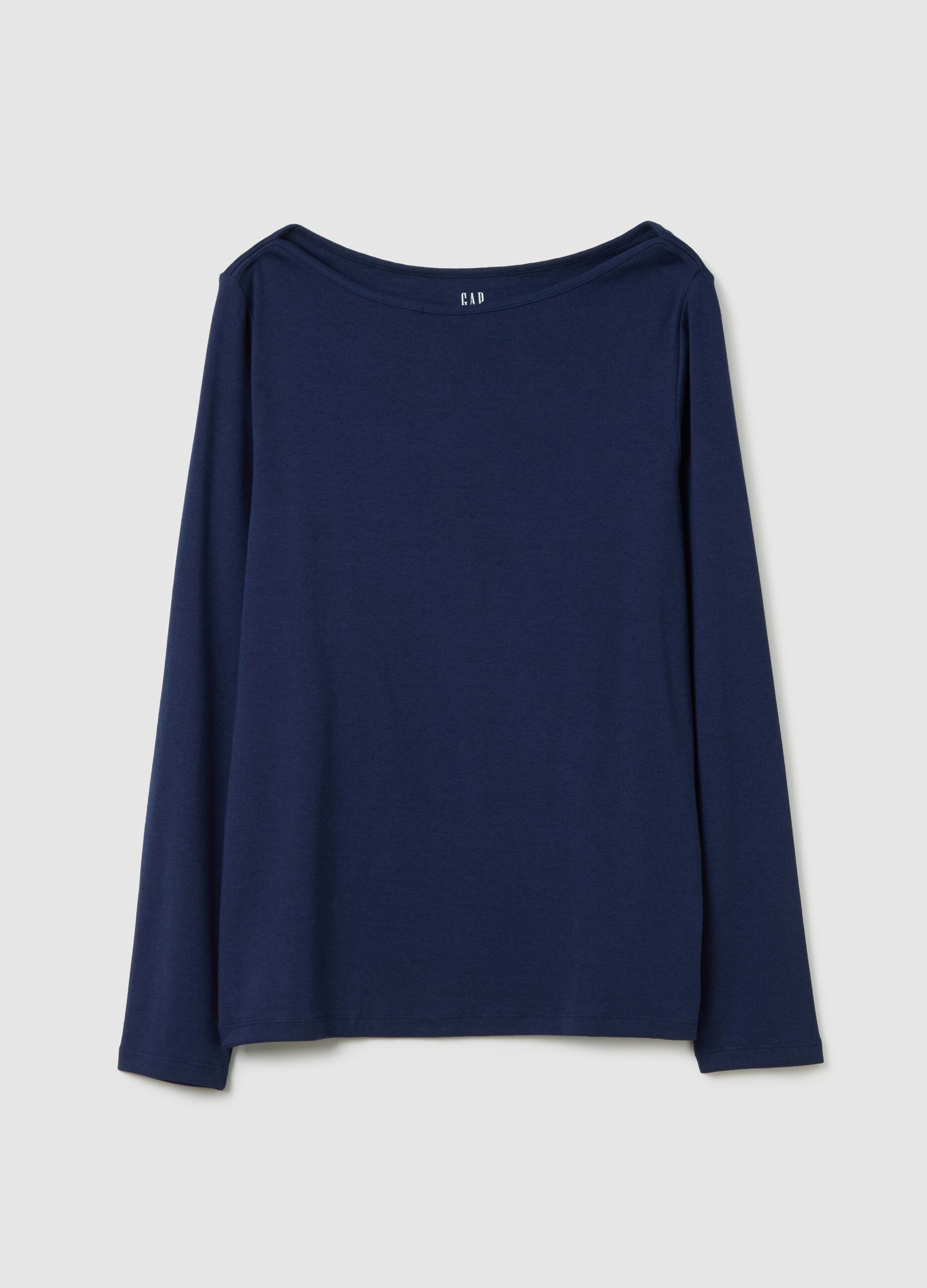T-shirt in cotton and modal with boat neck