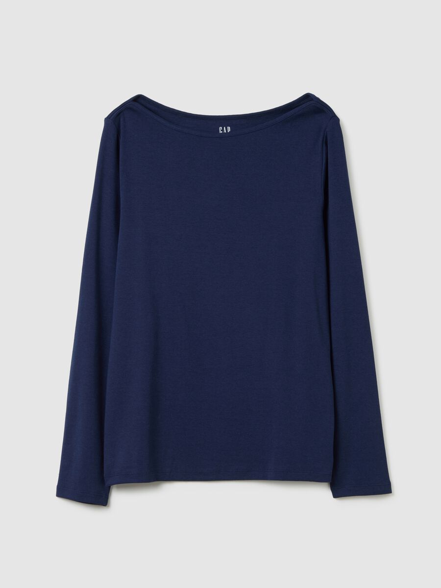 T-shirt scollo a barchetta in cotone e modal_2