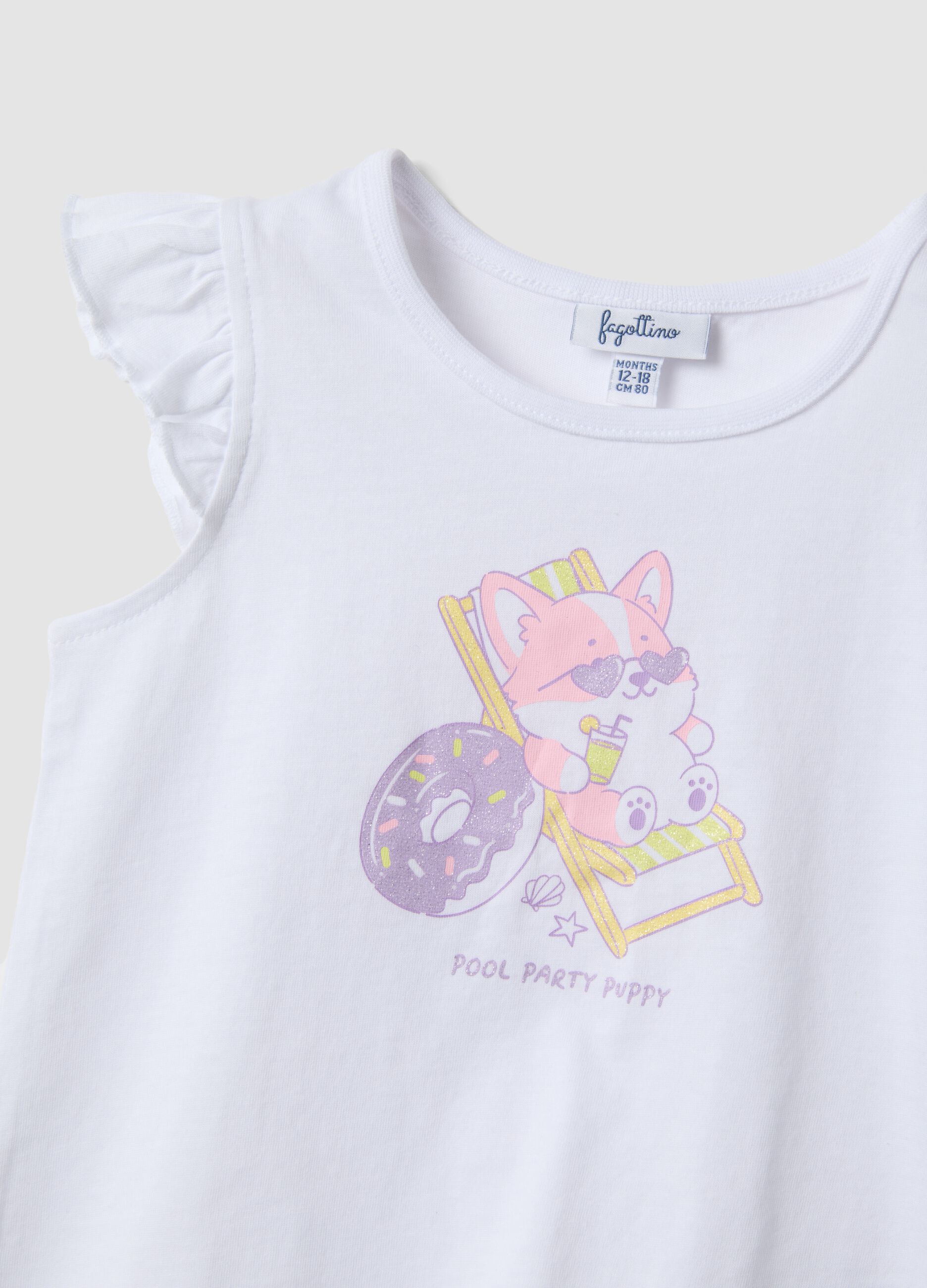 2-pack yellow pure cotton tank tops with ruffles