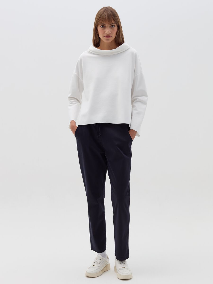 Stretch cotton joggers with drawstring_0