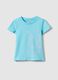 Sky blue pure cotton girl's t-shirt with cat print, regular fit_0