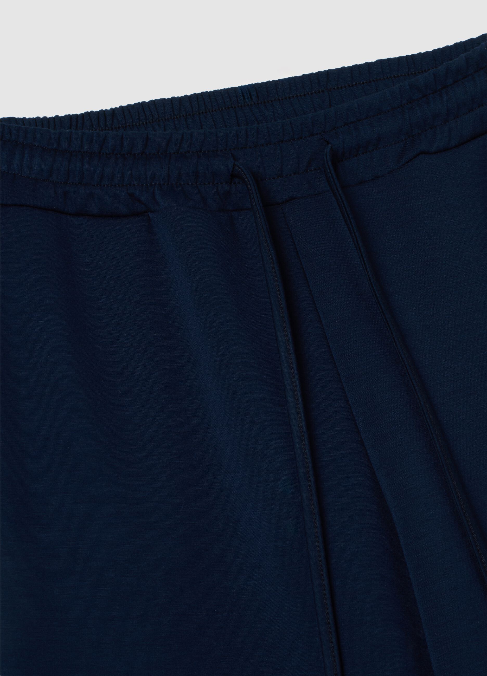 Women's Blue Viscose Blend Trousers – Regular Fit