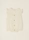 White cotton-blend baby girl sleepsuit with classic collar_1