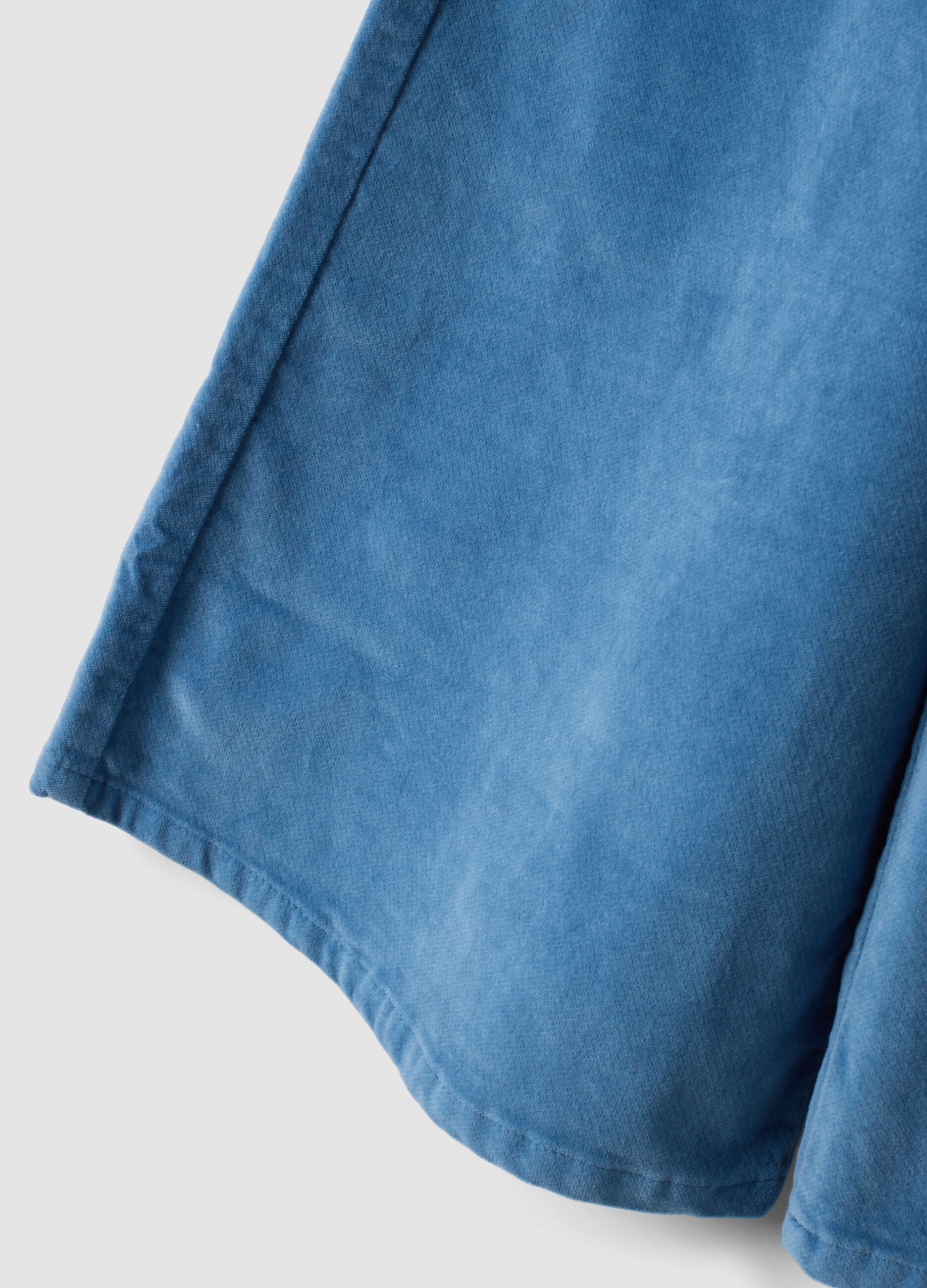 Light blue wide-leg stretch cotton trousers