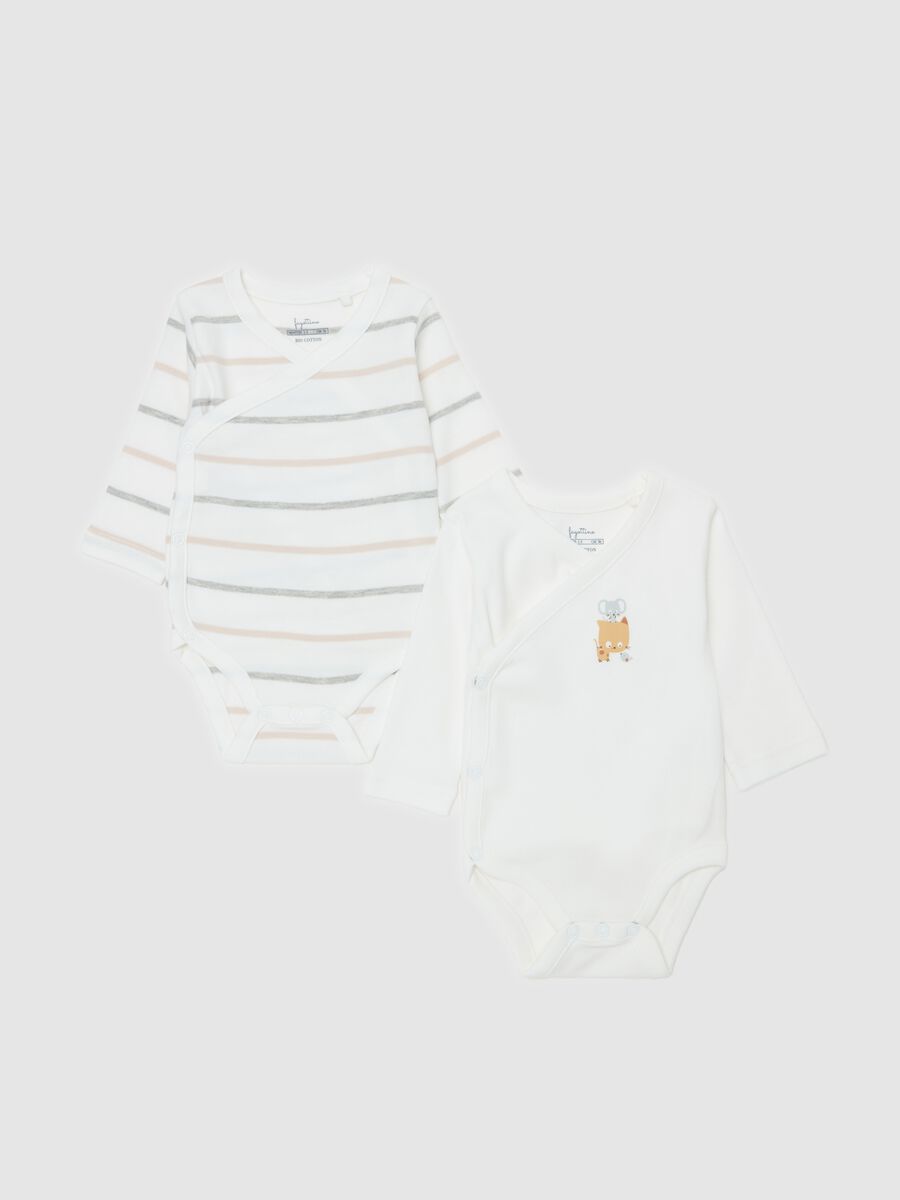 Two-pack organic cotton bodysuits with print_0