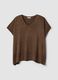 Brown modal-blend V-neck knit top_0
