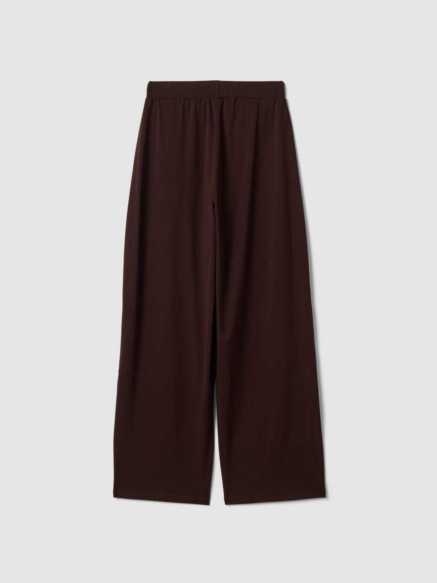 Pantaloni marroni in tessuto elasticizzato wide leg_5