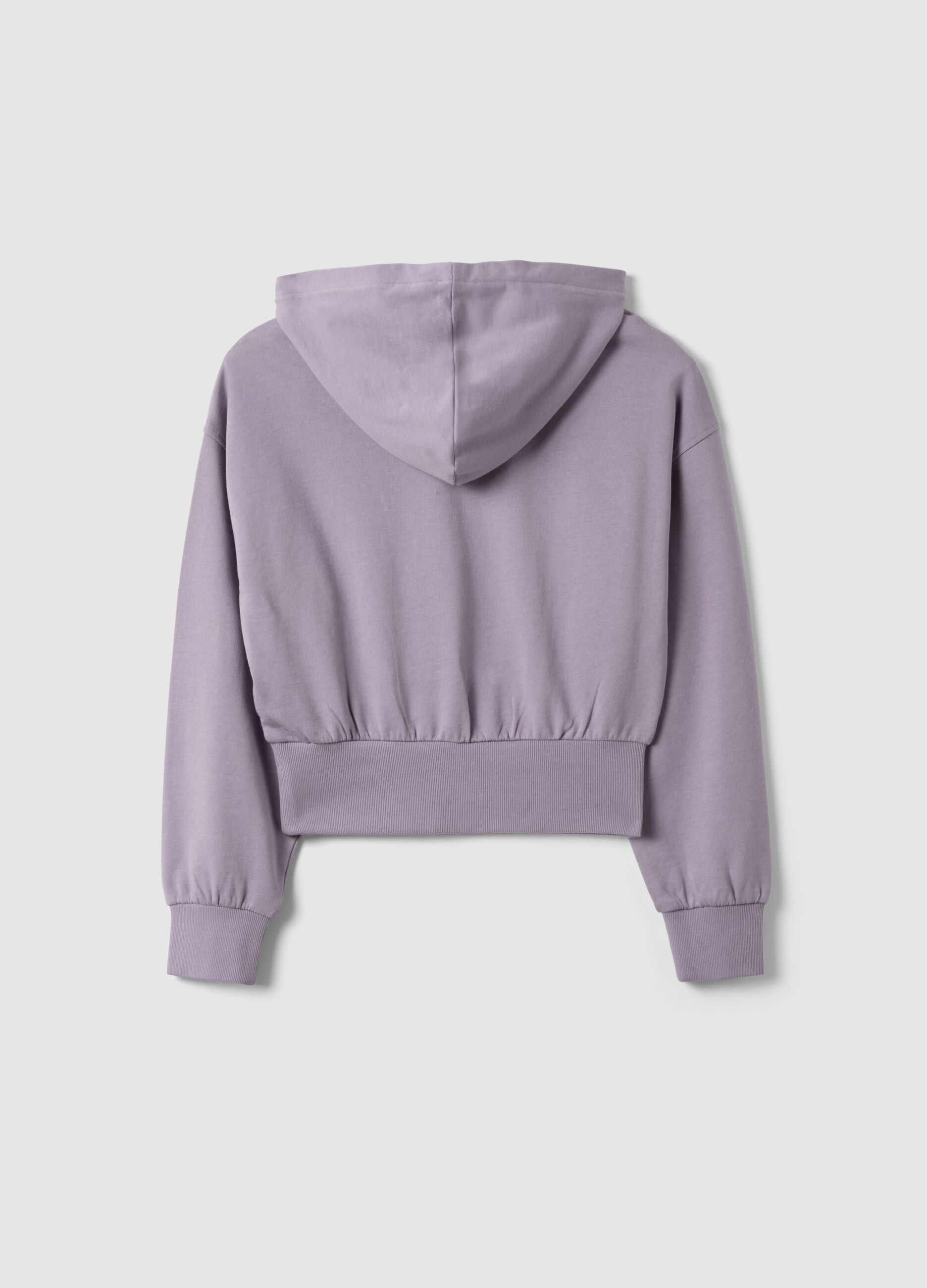 Girls' Pure Cotton Purple Hoodie with Relaxed Fit