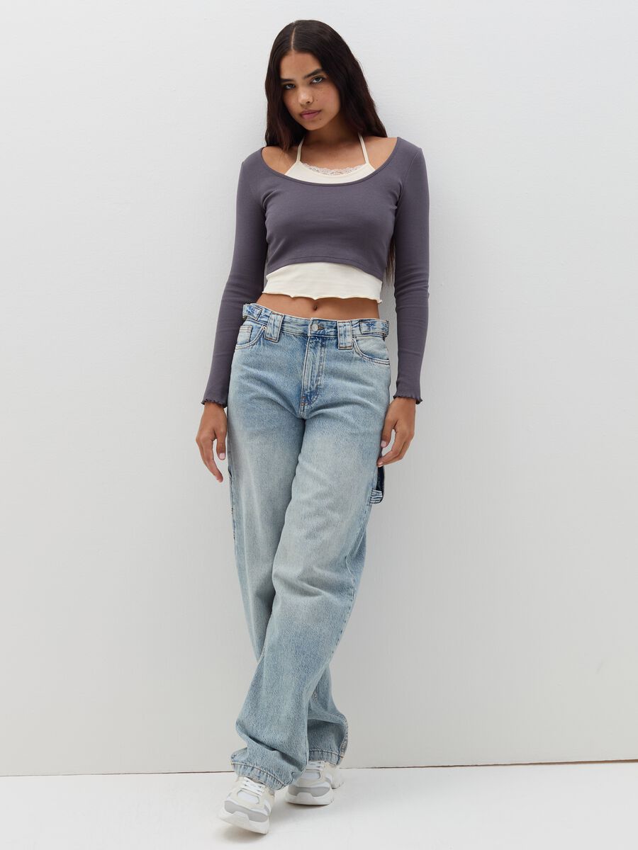 Crop T-shirt with internal vest_1