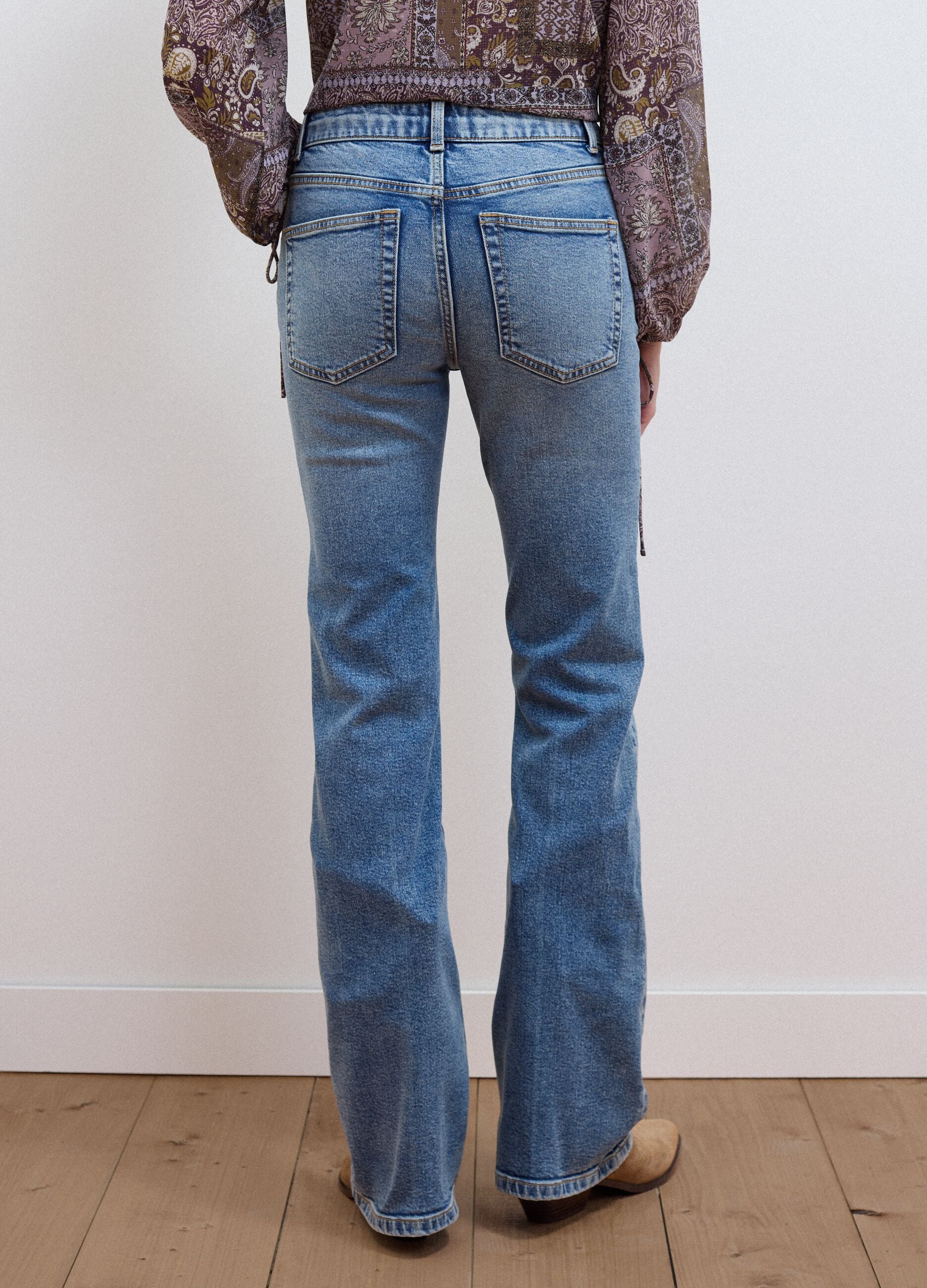 Light Blue Stretch Cotton Bootcut Jeans