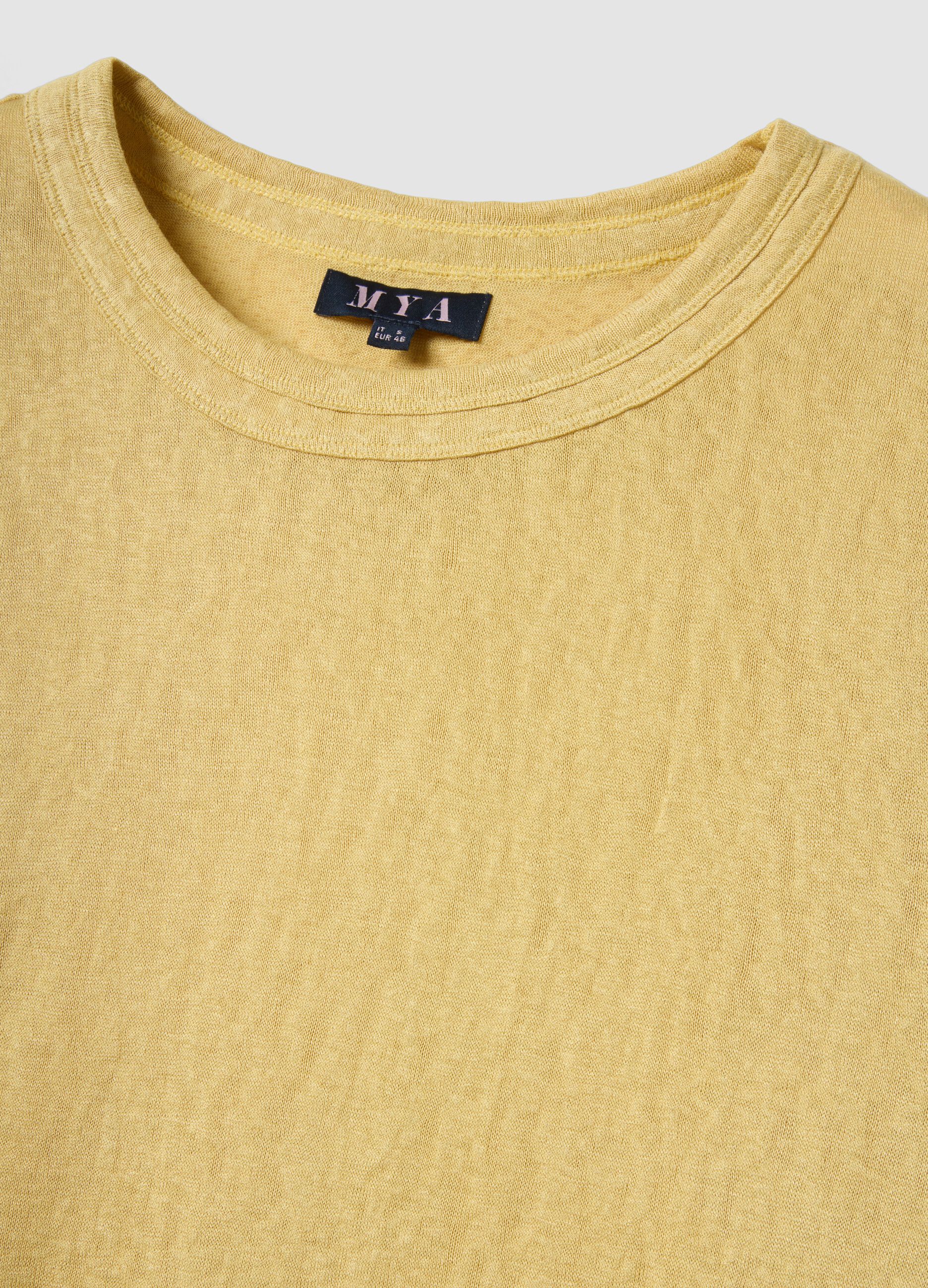 Yellow regular-fit short-sleeve viscose-blend T-shirt