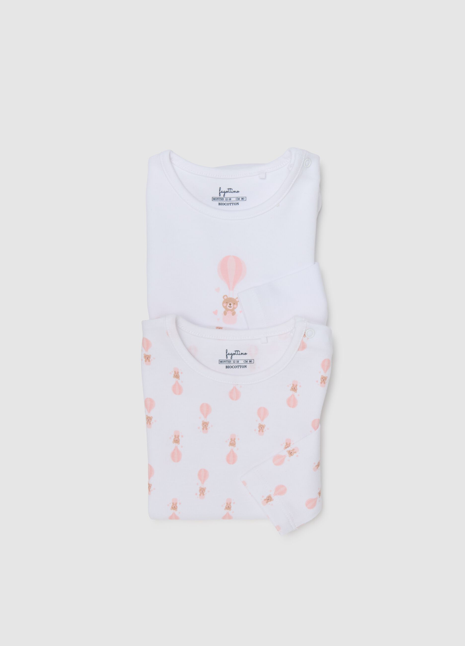 White and Pink Cotton Bodysuit for Girls