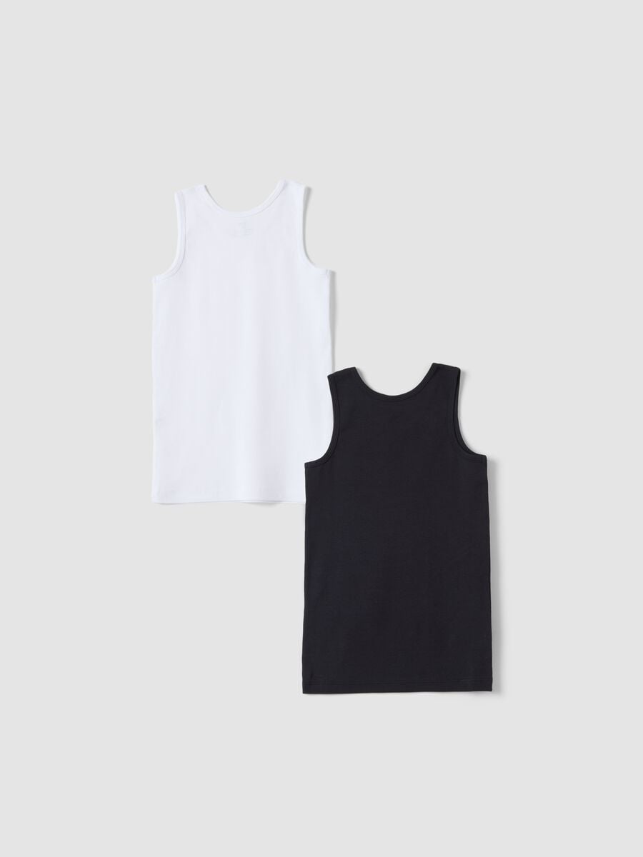2-pack boys&rsquo; vest tops in white and black, 100% organic cotton, crew neck_1