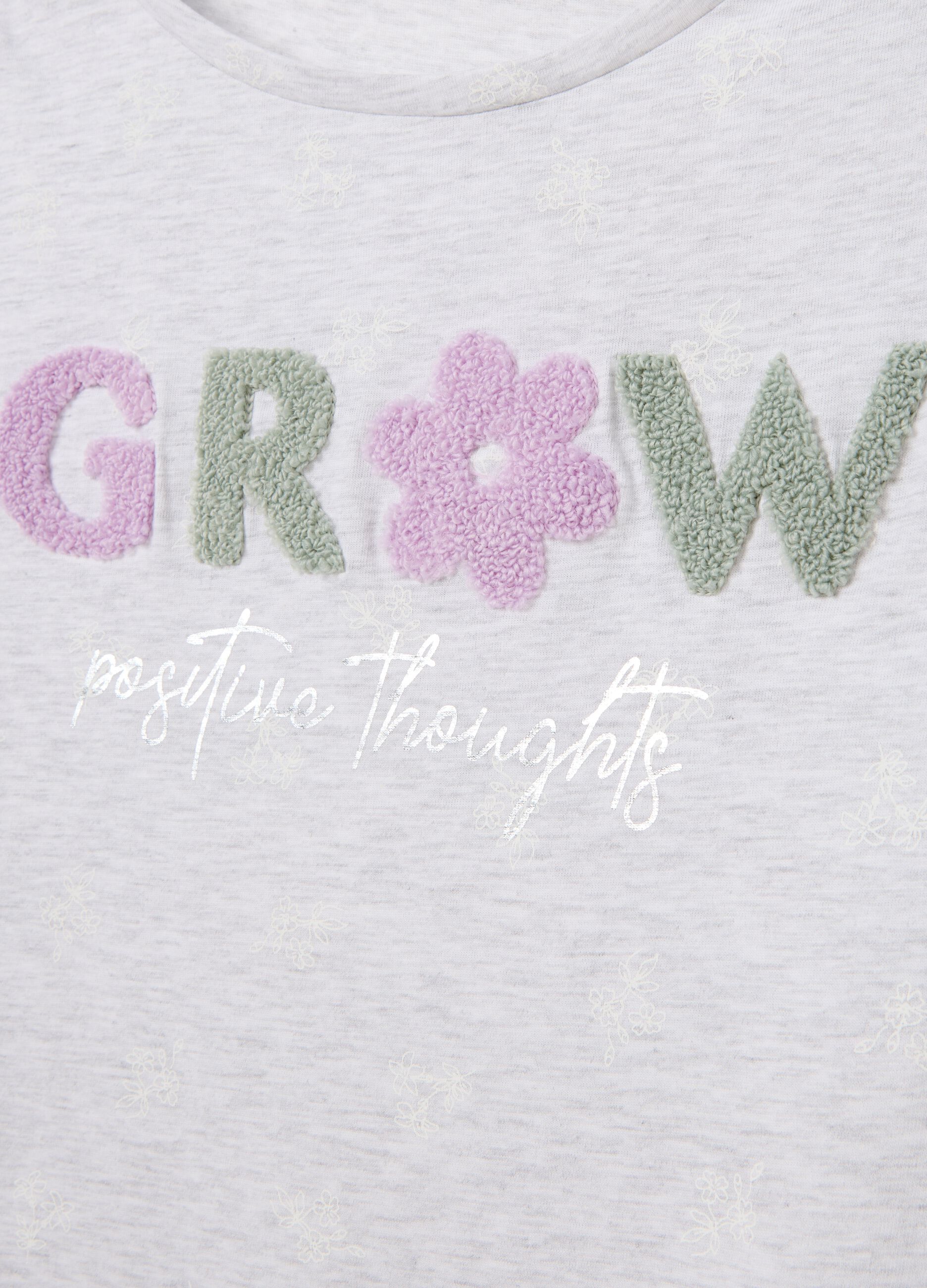 Grey pure cotton women's dress with embroidered lettering
