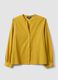 Yellow pure cotton regular fit deep V shirt with polka dots_4