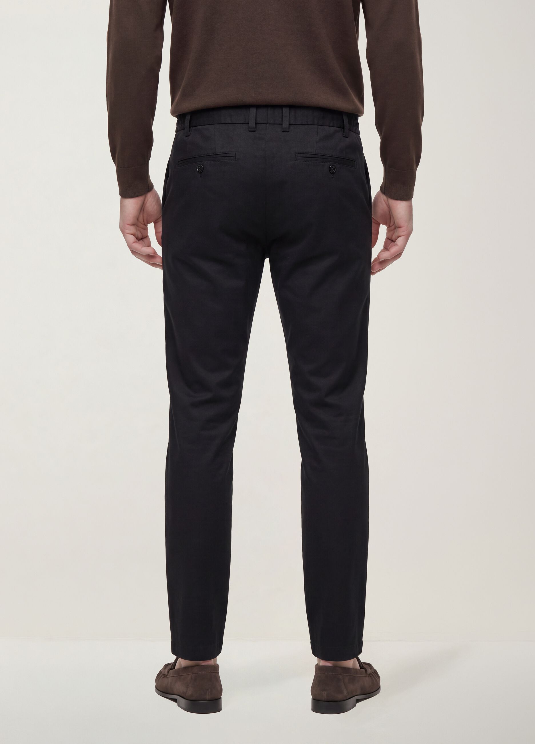 Black slim-fit stretch cotton and lyocell chino trousers