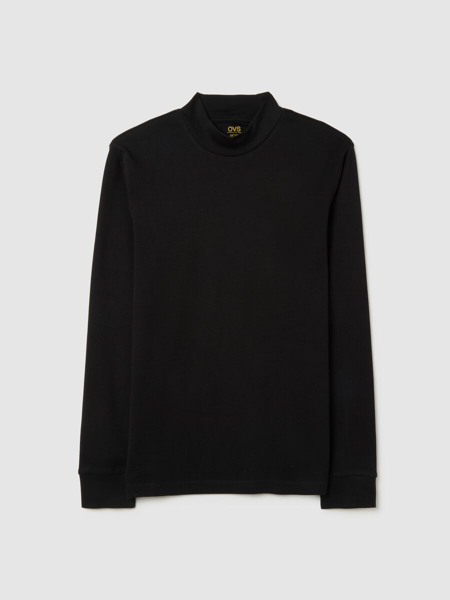 Maglia in puro cotone nero regular fit_0