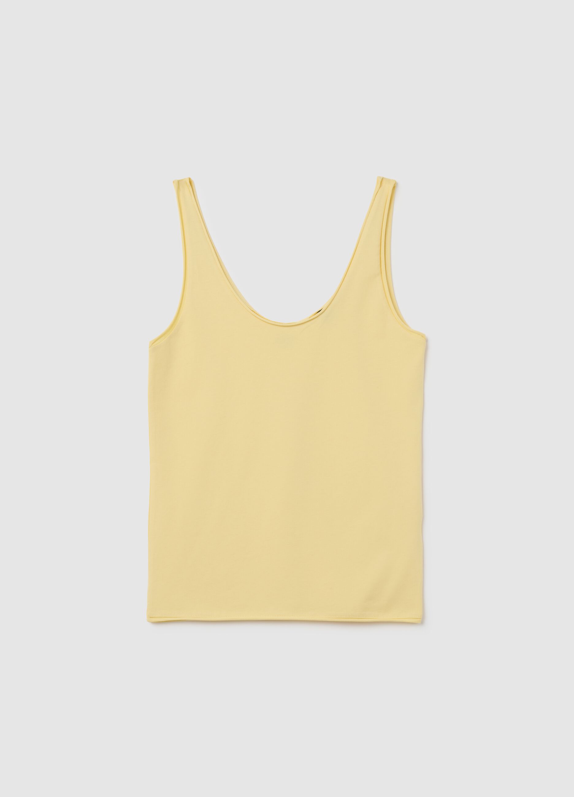 Women's Yellow Cotton Tank Top Regular Fit