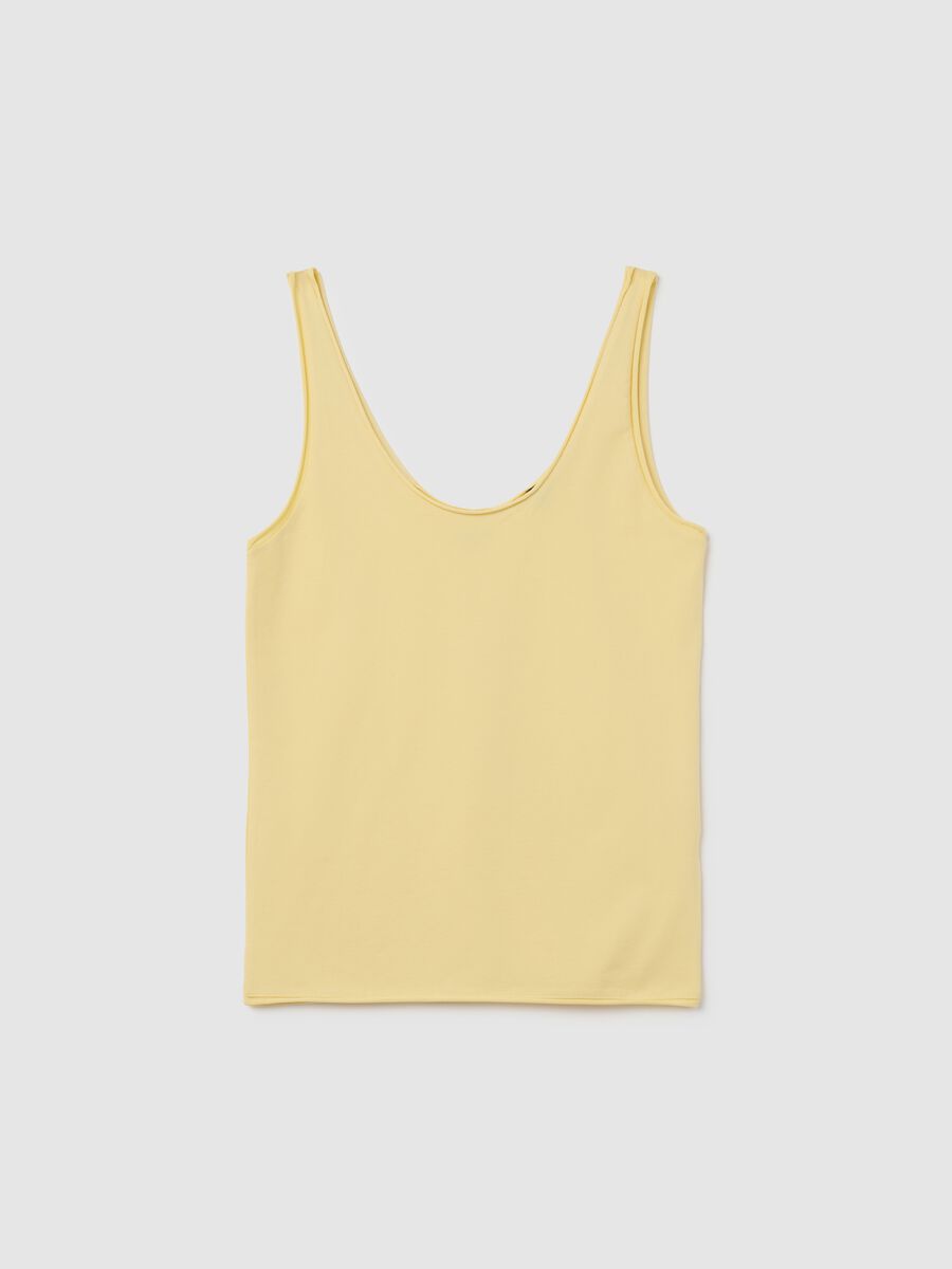 Women's Yellow Cotton Tank Top Regular Fit_0