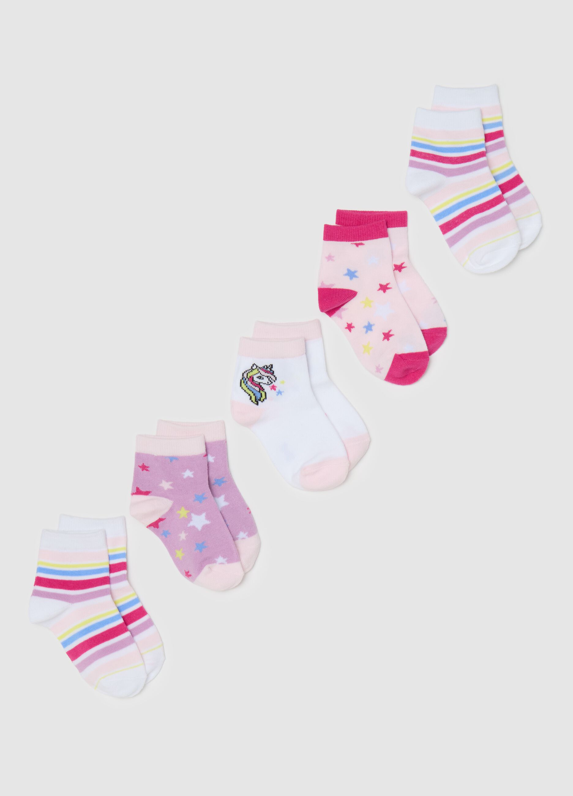 Set cinque calze stretch con disegno stelle
