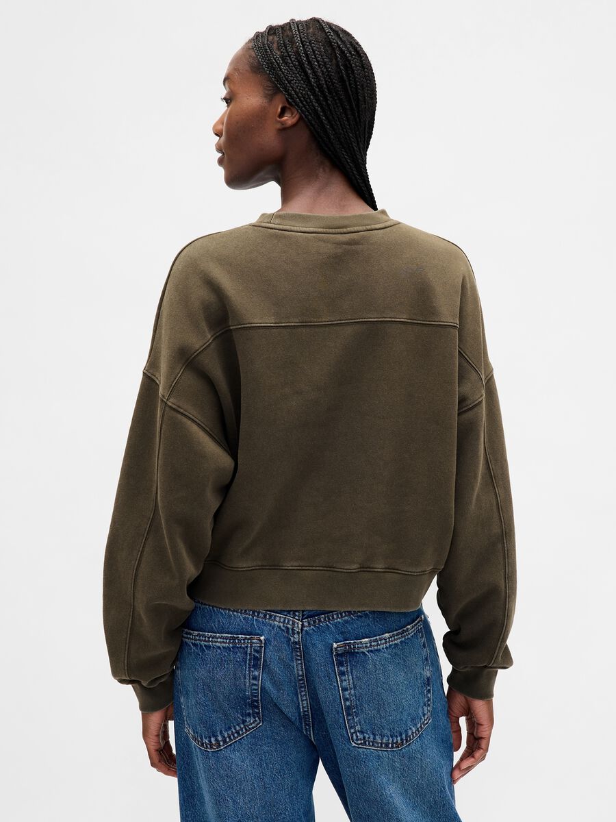 Green sweatshirt with round neck_1