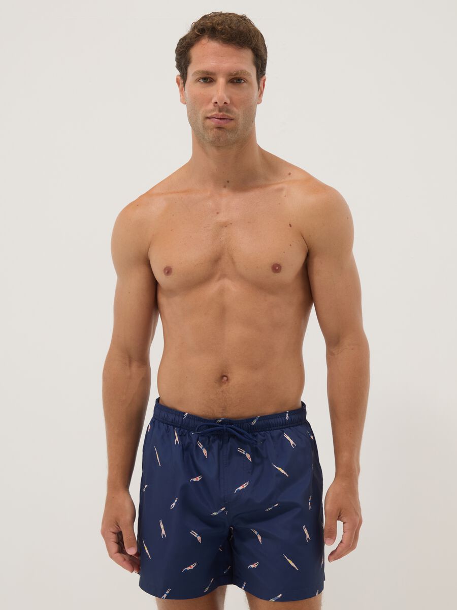 Costume boxer blu con stampa all over_0