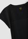 Black pure cotton T-shirt with Broderie Anglaise lace insert_1