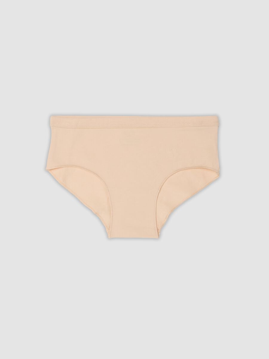 Beige stretch organic cotton briefs for girls_0