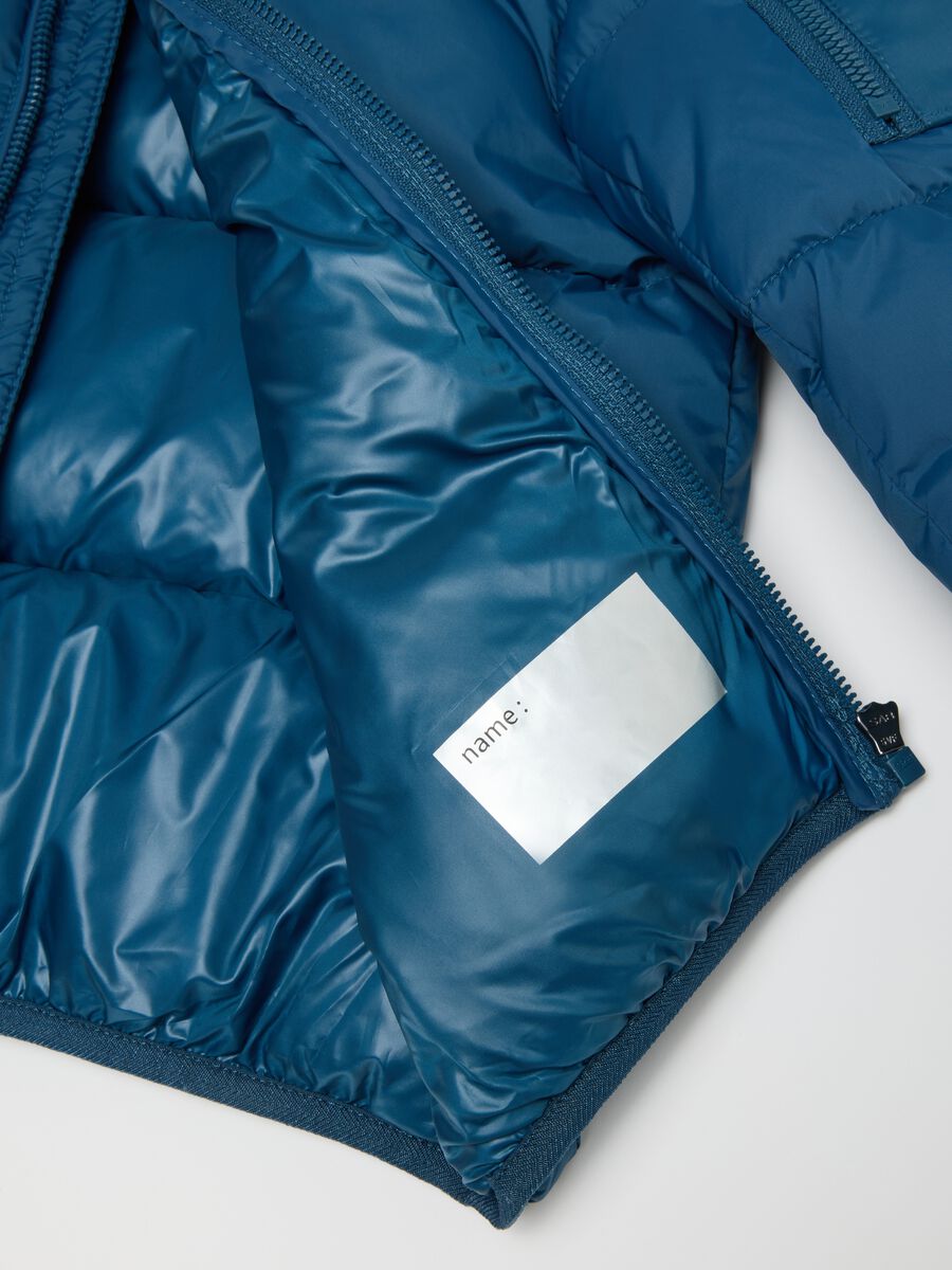 Petrol Blue Iconic Puffer Jacket for Kids with Hood_5