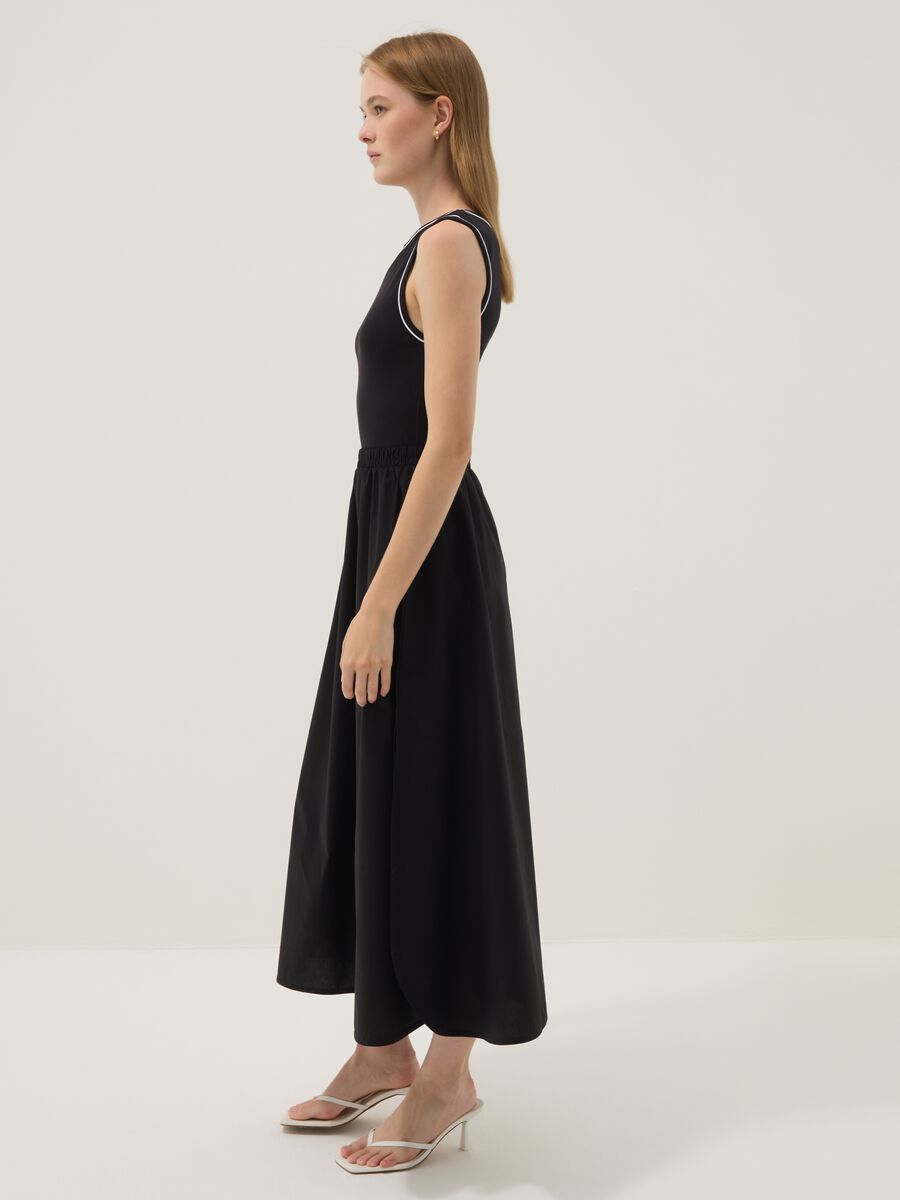 Brown midi dress in stretch cotton_1