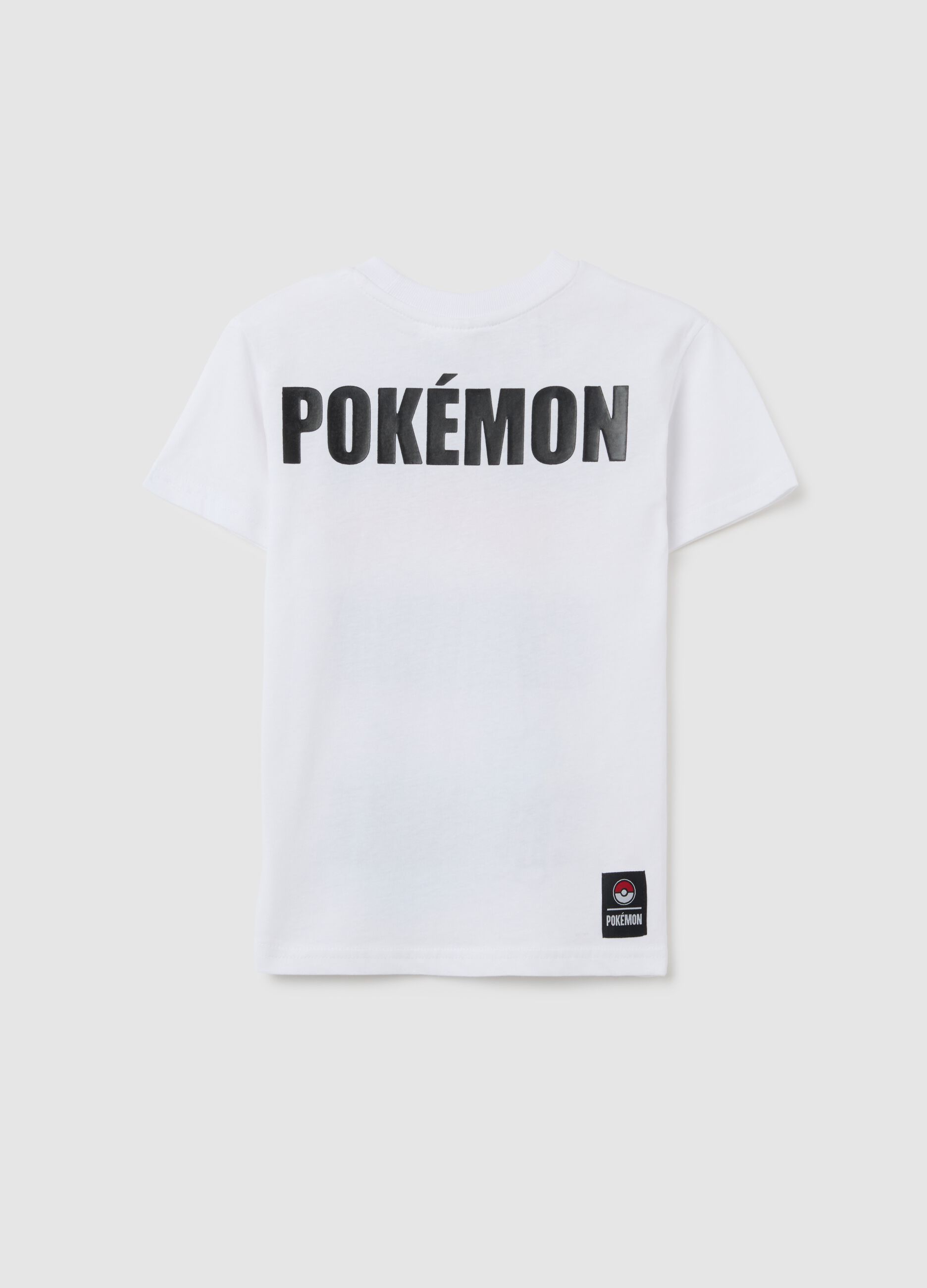 White regular fit children's T-shirt in pure cotton with Pokémon print