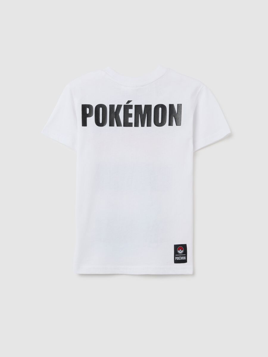 White regular fit children's T-shirt in pure cotton with Pokémon print_1