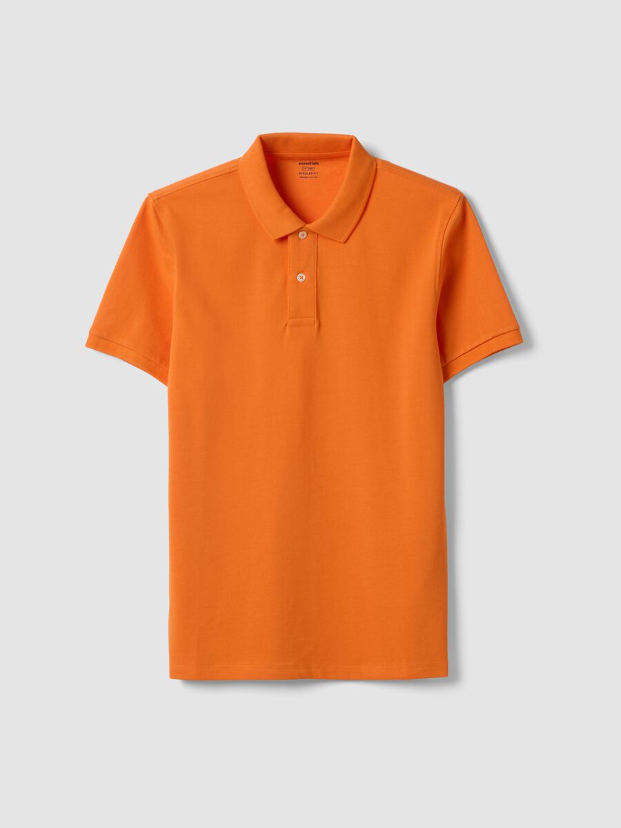 Orange short sleeve pure cotton polo shirt regular fit_0