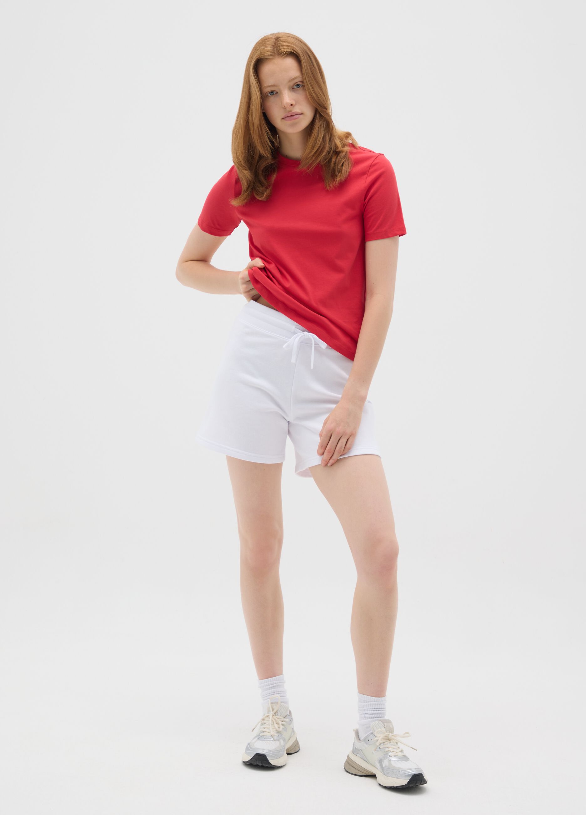 Women's Red Pure Cotton Regular Fit T-Shirt