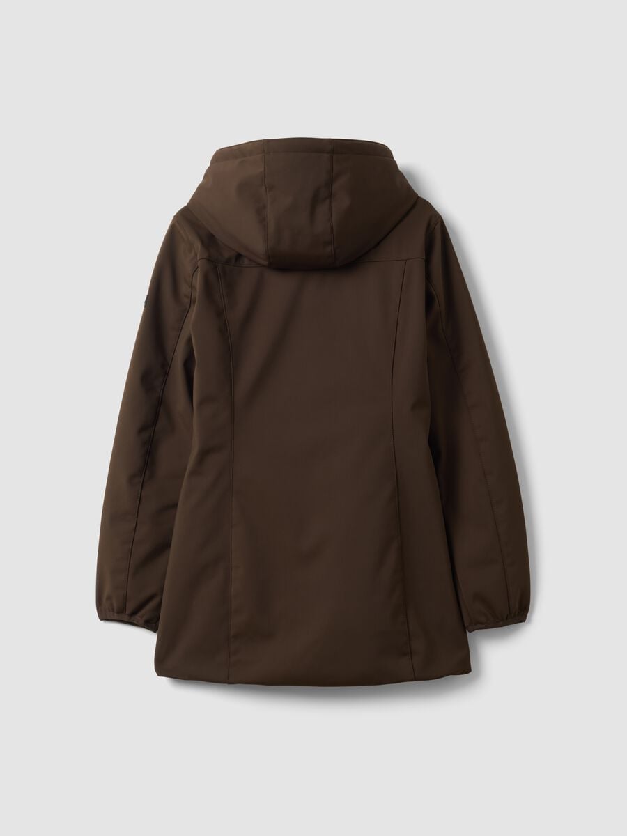 Brown stretch-fabric parka with hood, regular fit_6