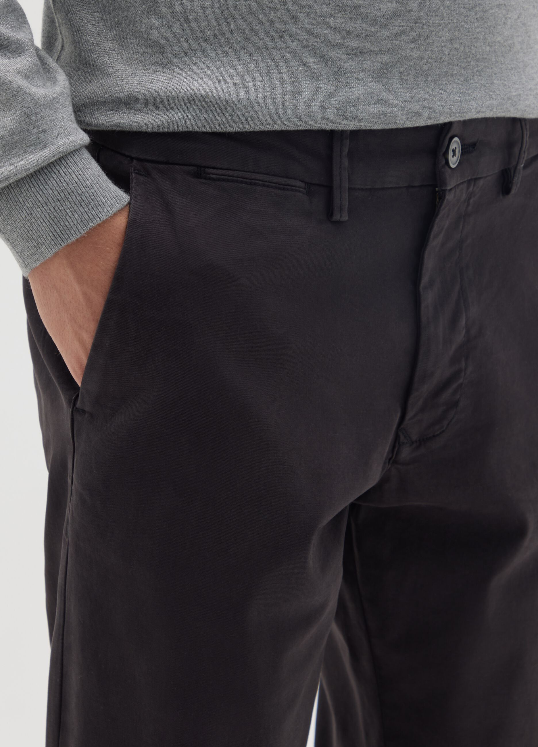Black Slim Fit Stretch Cotton Trousers