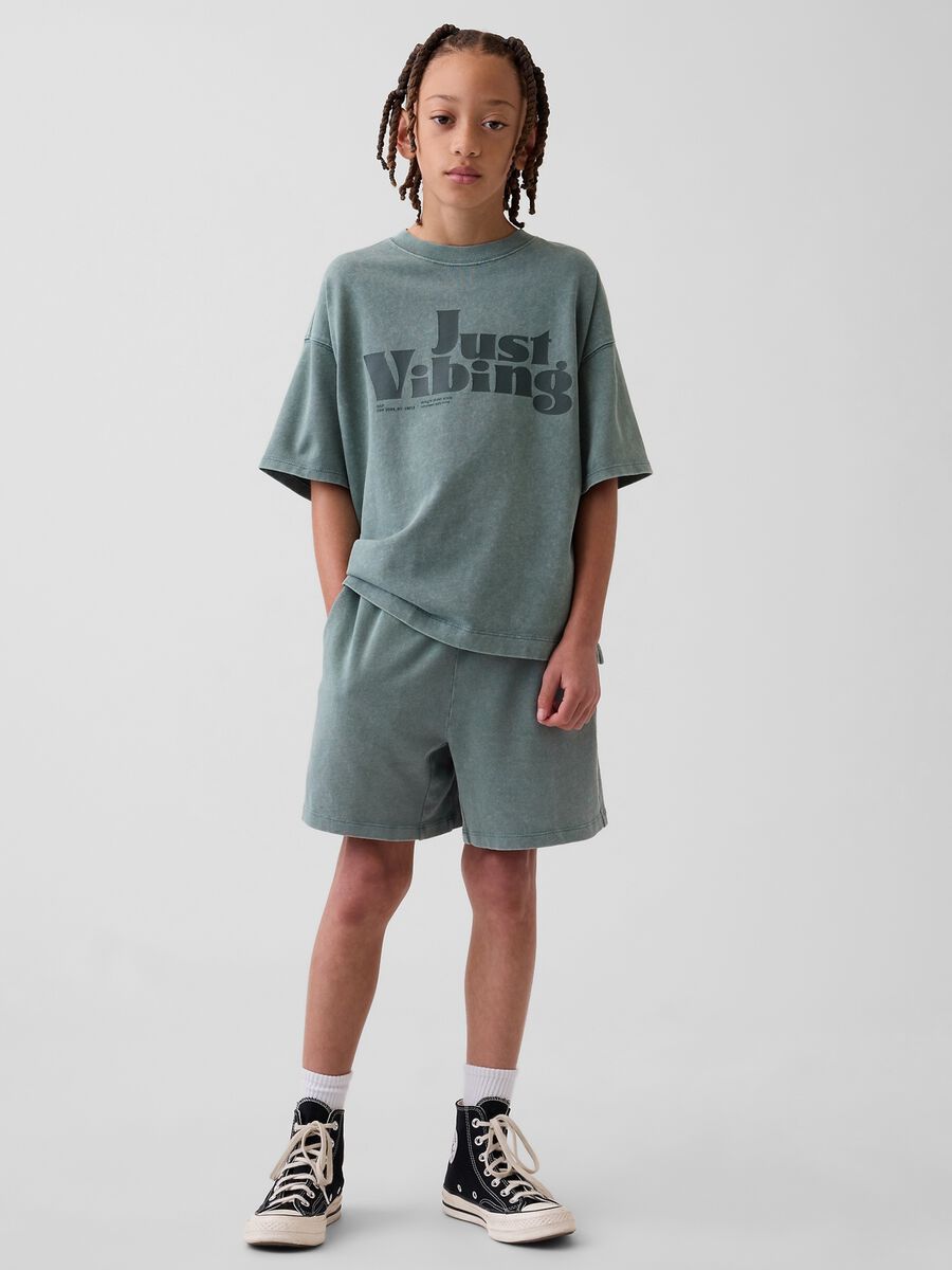 Shorts in puro cotone con vita elasticizzata_0