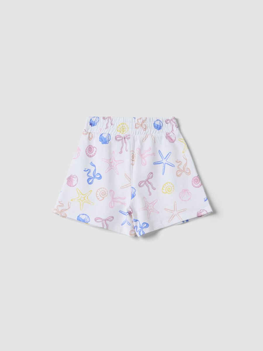 White pure cotton girls&rsquo; shorts with nautical prints_1