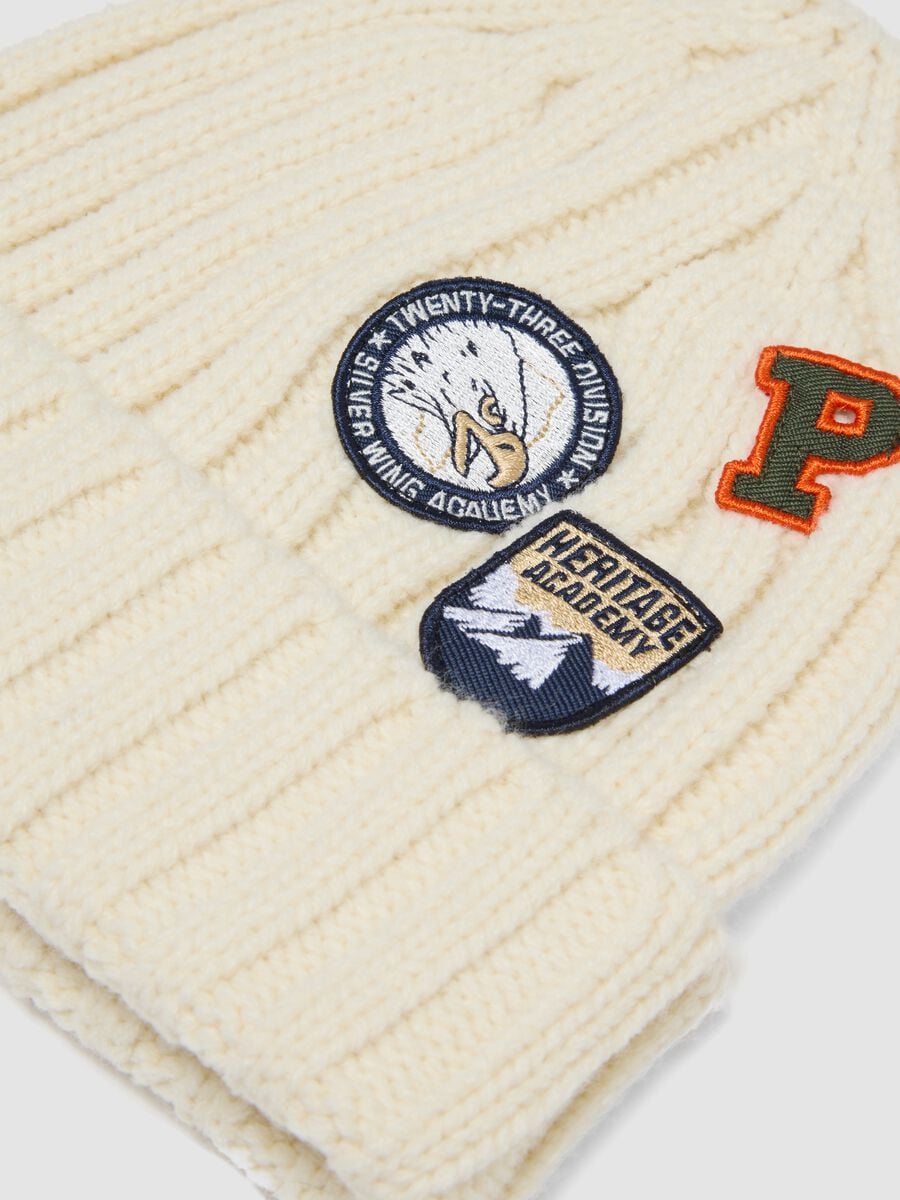 White rib-knit wool-blend beanie with turn-up cuff_2