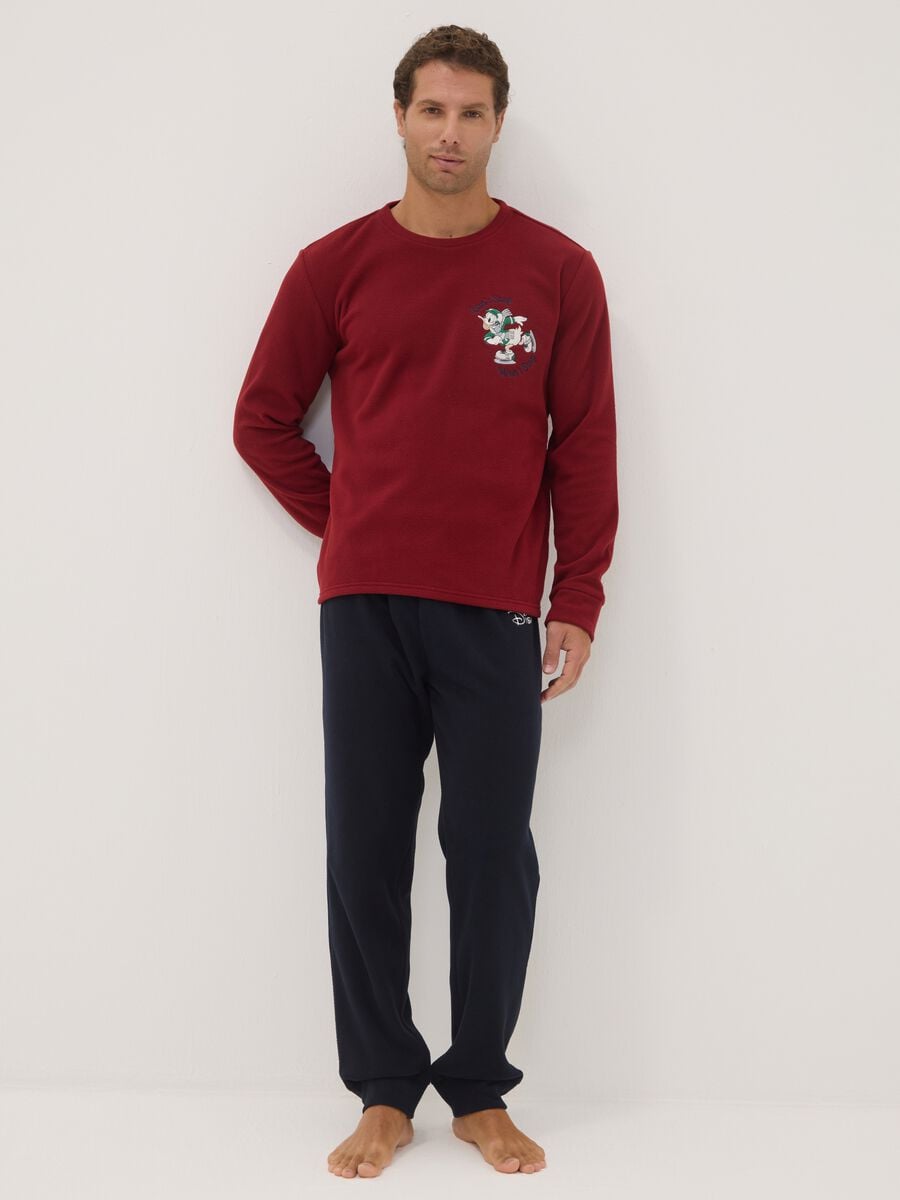 Pigiama rosso girocollo a maniche lunghe con stampa Mickey & Friends_0
