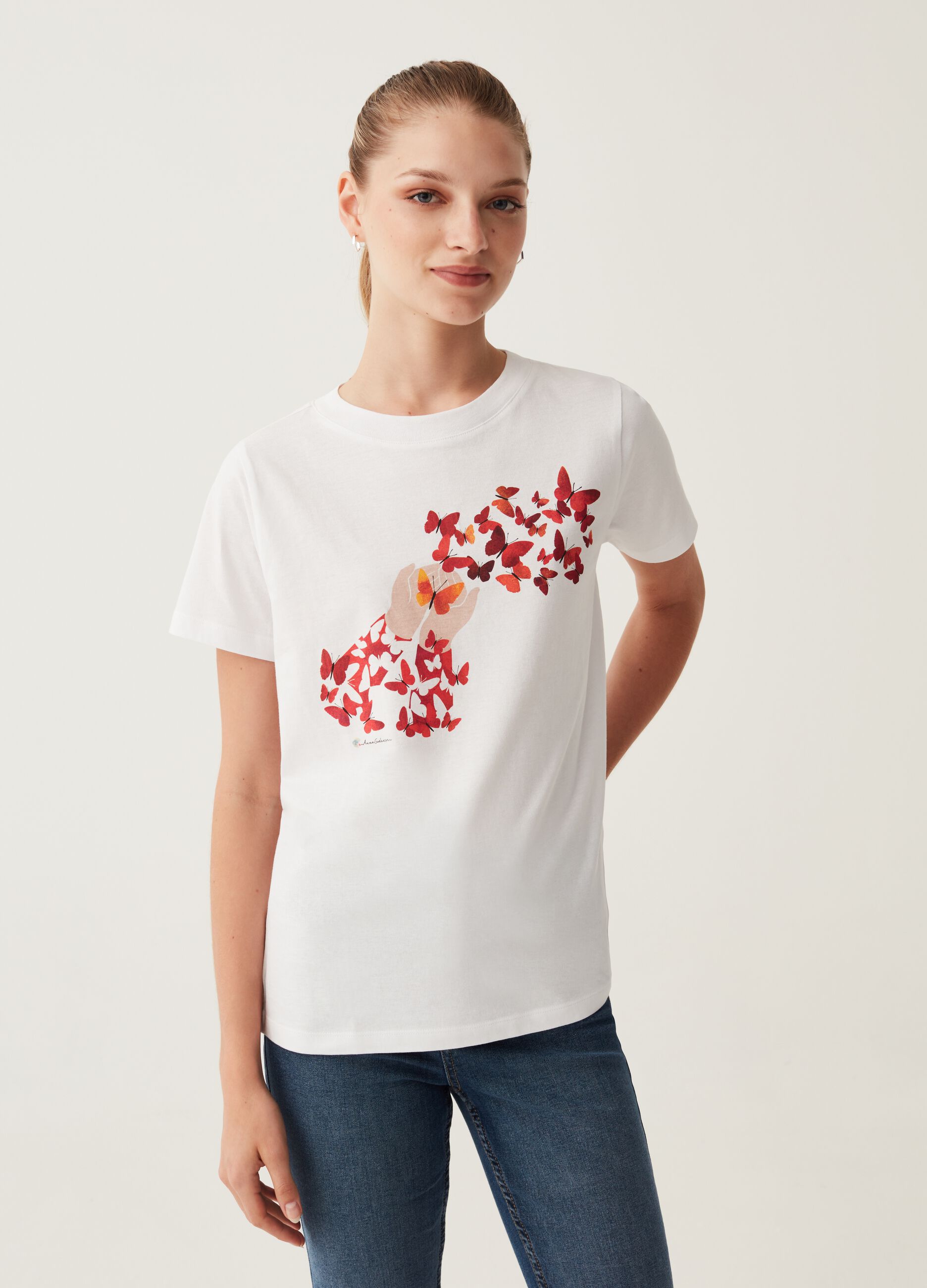 T-shirt in cotone con stampa Anna Godeassi_1