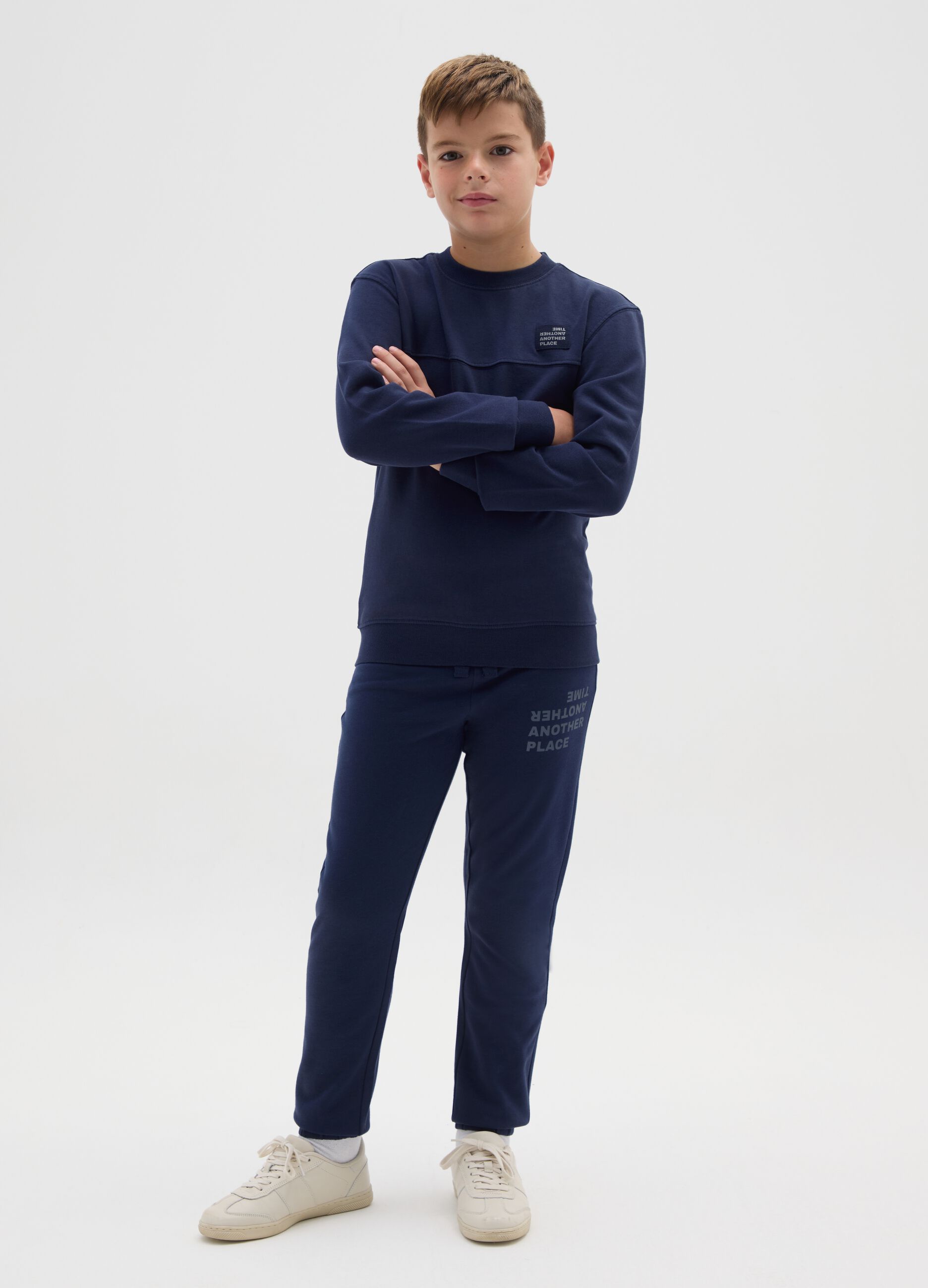 Boys' regular fit blue cotton trousers