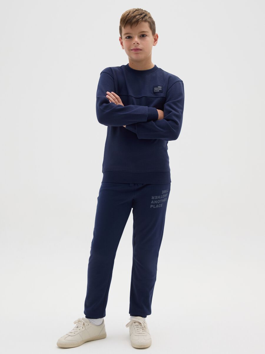 Pantaloni da ragazzo in puro cotone blu regular fit_1