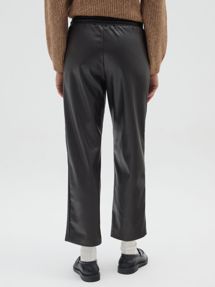 Black Leggings in Mixed Fabric_2