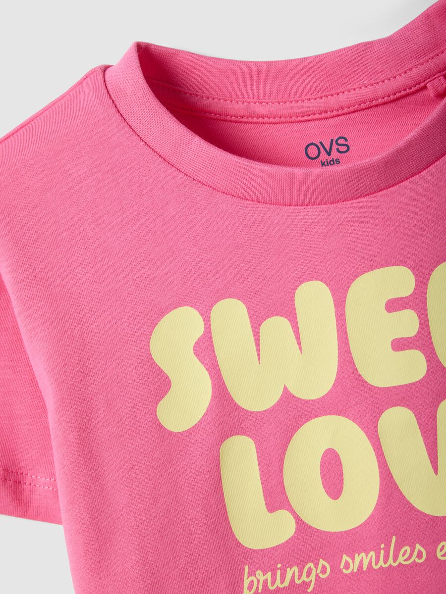 Girls' pink pure cotton boxy fit T-shirt with print_2