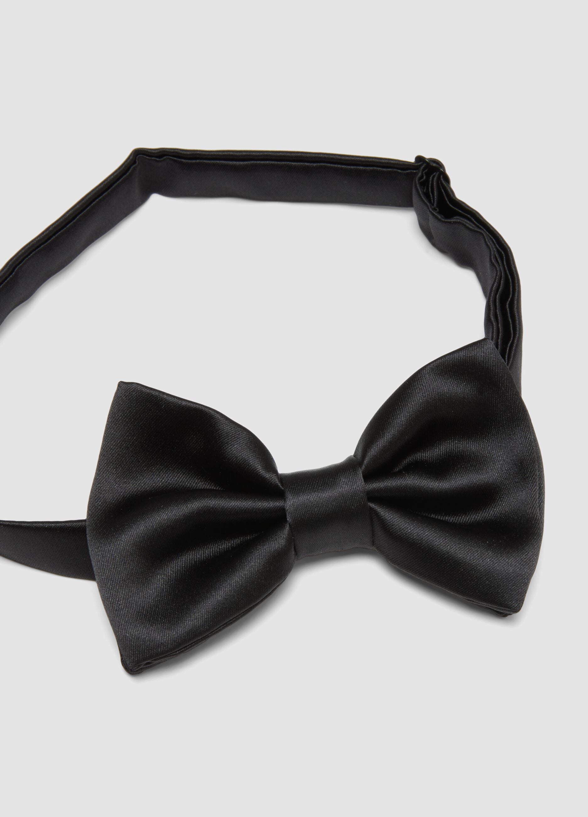 Black satin bow tie with adjustable hook